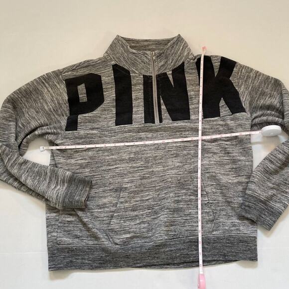PINK Victoria's Secret Oversized Quarter Zip Sweatshirt in Gray/Black, Size M - Picture 14 of 16